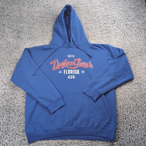 Daytona Beach Florida Hoodie Adult Large Blue Destination Pullover Sweatshirt - Picture 1 of 6